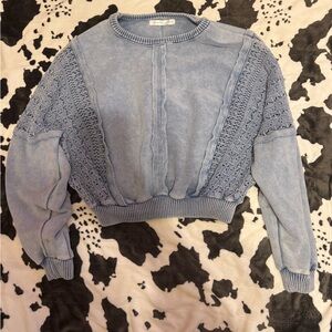 Altar'd State Light Blue Textured Sweatshirt